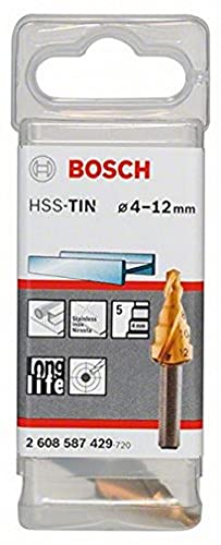 Bosch Professional Stufenbohrer HSS-TiN mit 3-Flächen-Schaft (Ø 4-12 mm, 5 Stufen) von Bosch