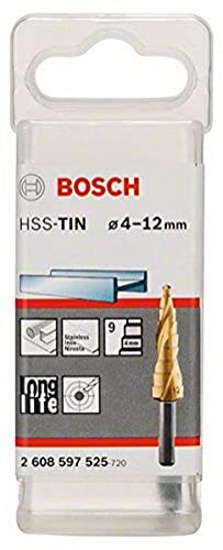 Bosch Accessories Professional Stufenbohrer HSS-TiN mit 3-Flächen-Schaft (Ø 4-12 mm, 9 Stufen) von Bosch