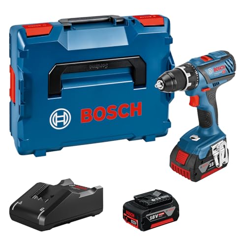 Bosch Professional 18V System Akku-Bohrschrauber GSR 18V-28 (max. Drehmoment (weich/hart): 28/63 Nm, inkl. 2x4.0 Ah Akku, Ladegerät GAL 18 V-40, L-BOXX) von Bosch Professional