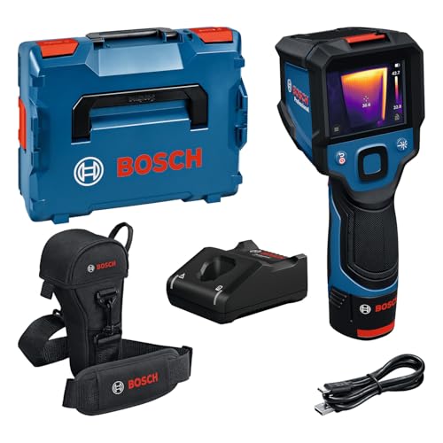 Bosch Professional Wärmebildkamera GTC 12V-450-13 (256x192 px Auflösung, -20°C bis +450 °C, Dual-Stromquelle, GBA 12V 2.0 Ah Li-Ion Akku, GAL 12V-40 Ladegerät, Tasche, USB-C Kabel, L-Boxx) von Bosch Professional