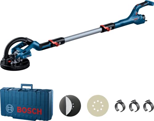 Bosch Professional Trockenbauschleifer GTR 55-225 (550 Watt, Schleifteller-Ø 215 mm, inkl. 1x Schleifblatt M480, 1x Schleifteller-Set weich, 3 x Kabelclip, im Handwerkerkoffer) von Bosch Professional