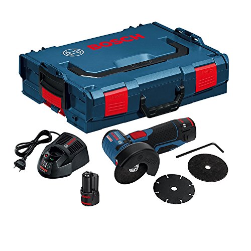 Bosch Professional GWS 10,8-76 V-EC Akku-Winkelschleifer mit 2 x 10,8V 2,5 Ah Akku, Scheibendurchmesser: 76 mm, Gewicht ink. Akku: 0,9 kg, L-Boxx, 06019F2002 von Bosch Professional