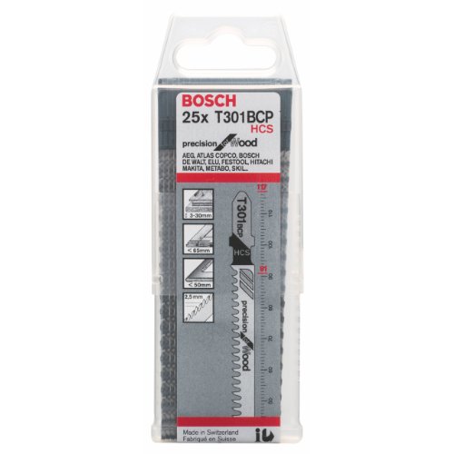Bosch Professional 25 x Stichsägeblatt T 301 BCP (für weiches Holz, gerader Schnitt, Zubehör Stichsäge) von Bosch Professional