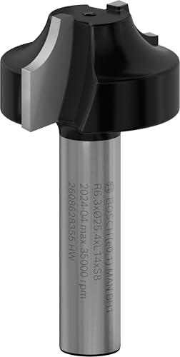 Bosch Professional Zubehör 2608628355 Profilfräser E 8 mm, R1 6,3 mm, D 25,4 mm, L 14,3 mm, G 46 mm von Bosch