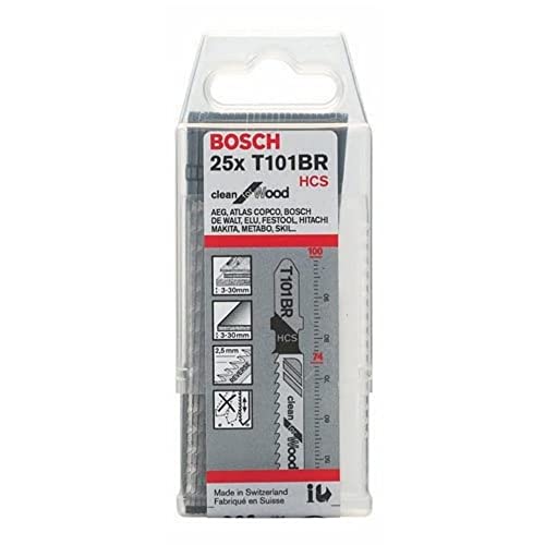 Bosch Professional 25 x Stichsägeblatt T 101 BR (für weiches Holz, gerader Schnitt, Zubehör Stichsäge) von Bosch Professional