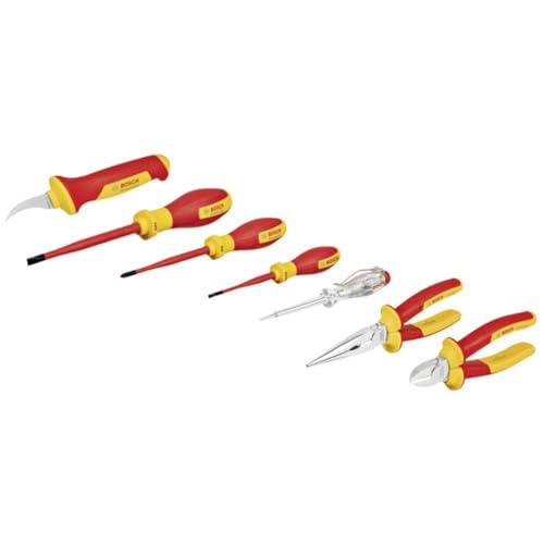 Bosch Professional gemischtes VDE-Handwerkzeug-Set (mit einpoligem Phasenprüfer – 7-teilig) von Bosch Professional