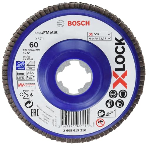 Bosch Professional gewinkelte Fächerschleifscheibe Best (für Metall, X-LOCK, X571, Ø125 mm, Körnung K80) von Bosch Accessories