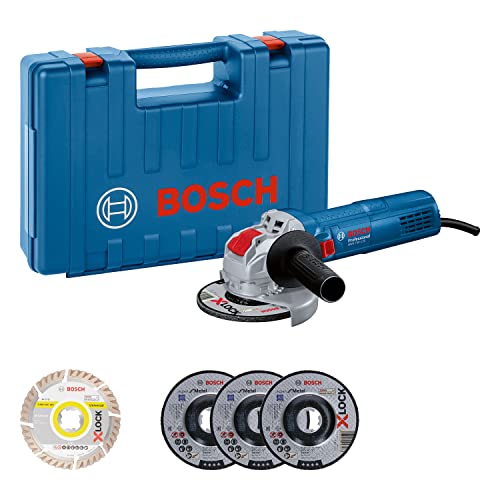 Bosch Professional kabelgebundener X-LOCK-Winkelschleifer GWX 750-125 (Scheiben-Ø 125 mm, inkl. 5-teiligem Trenn- und Schleifscheiben-Set, Schutzhaube 125 mm, in Koffer) – Amazon Exclusive Set von Bosch Professional