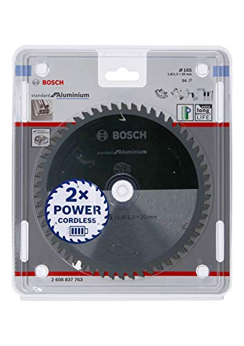 Bosch Professional 1x Kreissägeblatt Standard for Aluminium (Aluminium, Sägeblatt Ø 165 x 20 x 1,8 mm, 54 Zähne, Zubehör Akku Kreissäge) von Bosch Professional