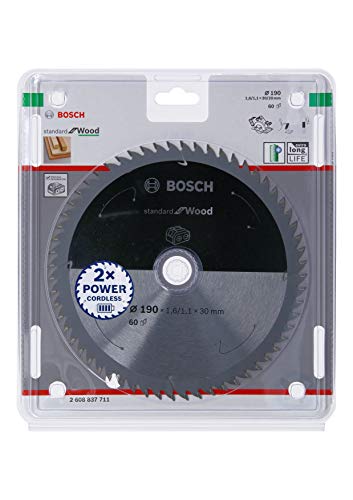 Bosch Accessories 1x Kreissägeblatt Standard for Wood (Holz, Sägeblatt Ø 190 x 30 x 1,6 mm, 60 Zähne, Zubehör Akku Kreissäge) von Bosch Accessories