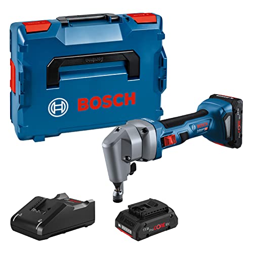 Bosch Professional 18V System Akku Nager GNA 18V-16 E (Leistung 700 W, bürstenlose Motortechnologie, inkl. 2x 4.0Ah ProCORE Akku, Schnellladegerät GAL 18V-40, L-BOXX) von Bosch Professional
