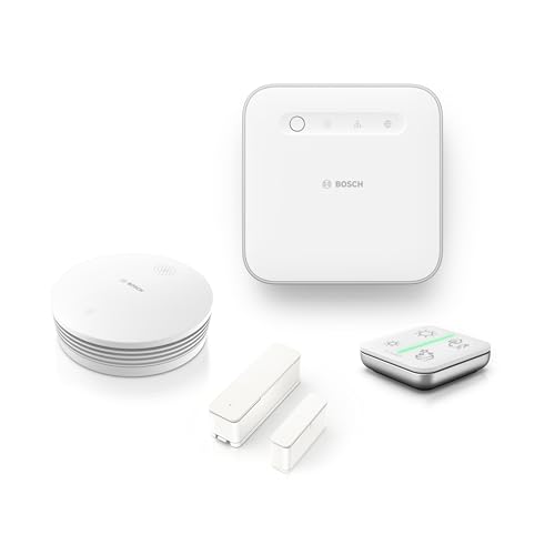 Bosch Smart Home Alarmsystem Starter-Set, 1x Controller II, 1x Rauchwarnmelder II, 1x Tür-/Fensterkontakt II Plus, 1x Universalschalter II von Bosch Smart Home