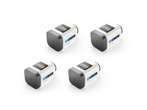 Bosch Smart Home Heizkörperthermostat II [+M], smartes Thermostat, Flexible Nutzung im Bosch Smart Home System oder in herstellerübergreifend in Matter, anthrazit Systemen (Packung mit 4) von Bosch Smart Home