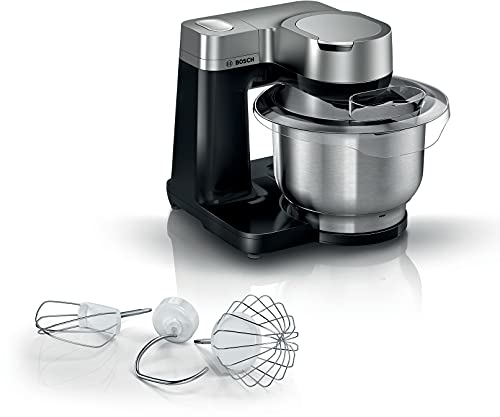 Bosch électroménager MUMS2VM00, Küchenmaschine Serie 2-900 W, 7 Geschwindigkeitsstufen + Turbo, Backset, 3,8 l Edelstahlschüssel schwarz von Bosch électroménager