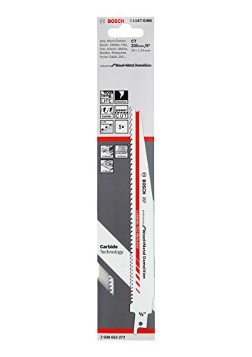 Bosch Accessories Säbelsägeblatt S 1167 XHM Endurance for Wood and Metal Demolition (Länge 225 mm, Zubehör Säbelsäge) von Bosch Accessories