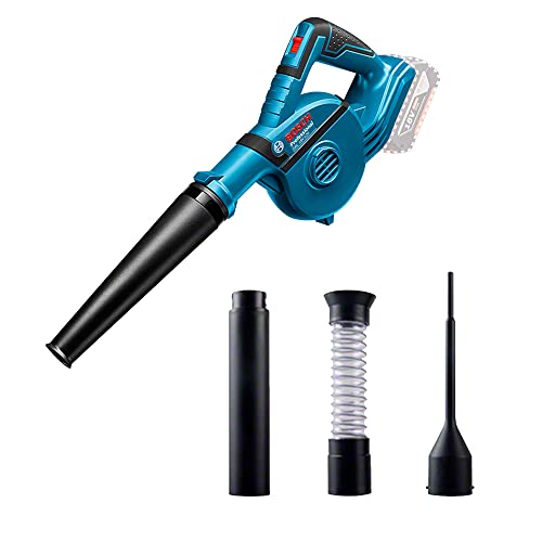 Bosch Professional 18V System Akku Gebläse GBL 18V-120 (inkl. 4x Aufsätze, Standarddüse, Verlängerungsrohr, Bohrlochdüse, Staubauffangbehälter, ohne Akku/ Ladegerät) von Bosch Professional