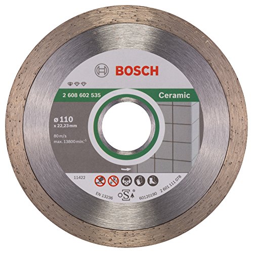 Bosch Accessories Bosch Professional 1x Diamanttrennscheibe Standard for Ceramic (für Stein, Keramik, Fliesen, Marmor, Ø 110 x 22,23 x 1,6 x 7,5 mm, Zubehör für Winkelschleifer) von Bosch Accessories