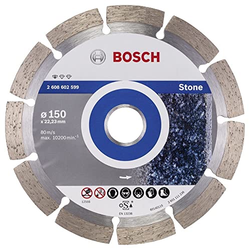 Bosch Professional 1x Diamanttrennscheibe Standard for Stone (für Stein, Granit, Beton, Ø 150 x 22,23 x 2 x 10 mm, Zubehör für Winkelschleifer) von Bosch
