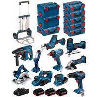 BOSCH Kit 18V BK1002 (GST18V-LIS+GKS18V-LI+GBH18V-21+GWS18-125V-LI+GSR18V-55+GSA18V-LIC+GDX18V-180+GLI18V-300+GHO18V-LI+3x5,0Ah) von Bosch