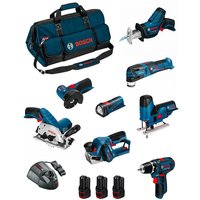 BOSCH Kit BMKB8-28FD3 (GSR12V-15+GKS12V-26+GWS12V-76+GST12V-70+GOP12V-28+GSA12V-14+GLI12V-80+GHO12V-20+3x2,0Ah+GAL1230CV+HDBAG) von Bosch