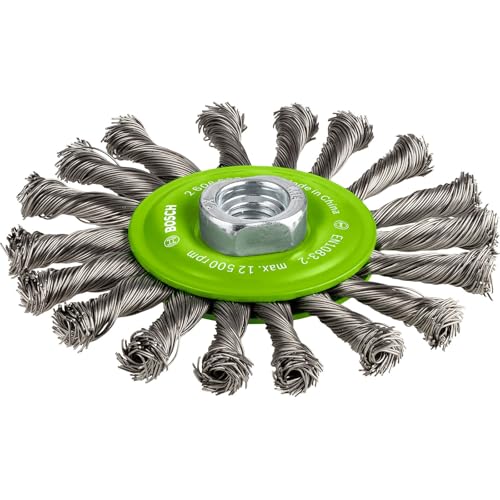 Bosch Professional 1x Scheibenbürste Gezopfter Rostfreier Stahldraht Heavy for Inox (Stahl, Aluminium, Ø 115 mm, 0.5 mm, M14, Zubehör Winkelschleifer) Bosch Professional 1x Scheibenbürste Gezopfter Rostfreier Stahldraht Heavy for Inox (Stahl, Aluminium, Ø 115 mm, 0.5 mm, M14, Zubehör Winkelschleifer) von Bosch