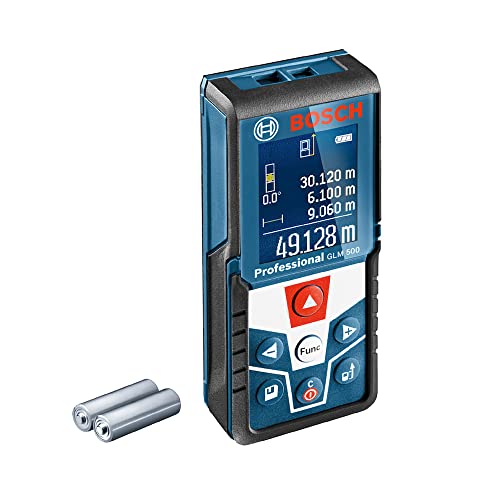 Bosch Laser Entfernungsmesser GLM 500 (Arbeitsbereich: 0,05–50 m, Neigungswinkel: 0–360°, Messgenauigkeit: +/- 1,5 mm, 2 Batterien, AAA, in Kartonschachtel) von Bosch Professional