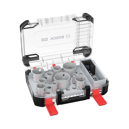 Bosch 14x PRO Multi Material Power Change Plus Lochsäge-Set – Transparentes Etui (für Weichholz, Trockenbauwand, Ø 20-76 mm, Professional Zubehör Bohrmaschine/Schrauber) von Bosch