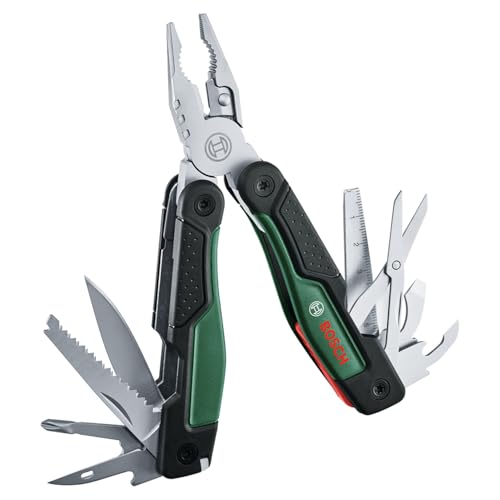 Bosch 16-in-1 Multi-Tool (Multifunktionswerkzeug zum Heimwerken, Outdoor und Camping; Edelstahl; Verriegelungsfunktion; Softgrip; 16 Funktionen: Zange; Schraubendreher; Messer; Säge, usw.) von Bosch