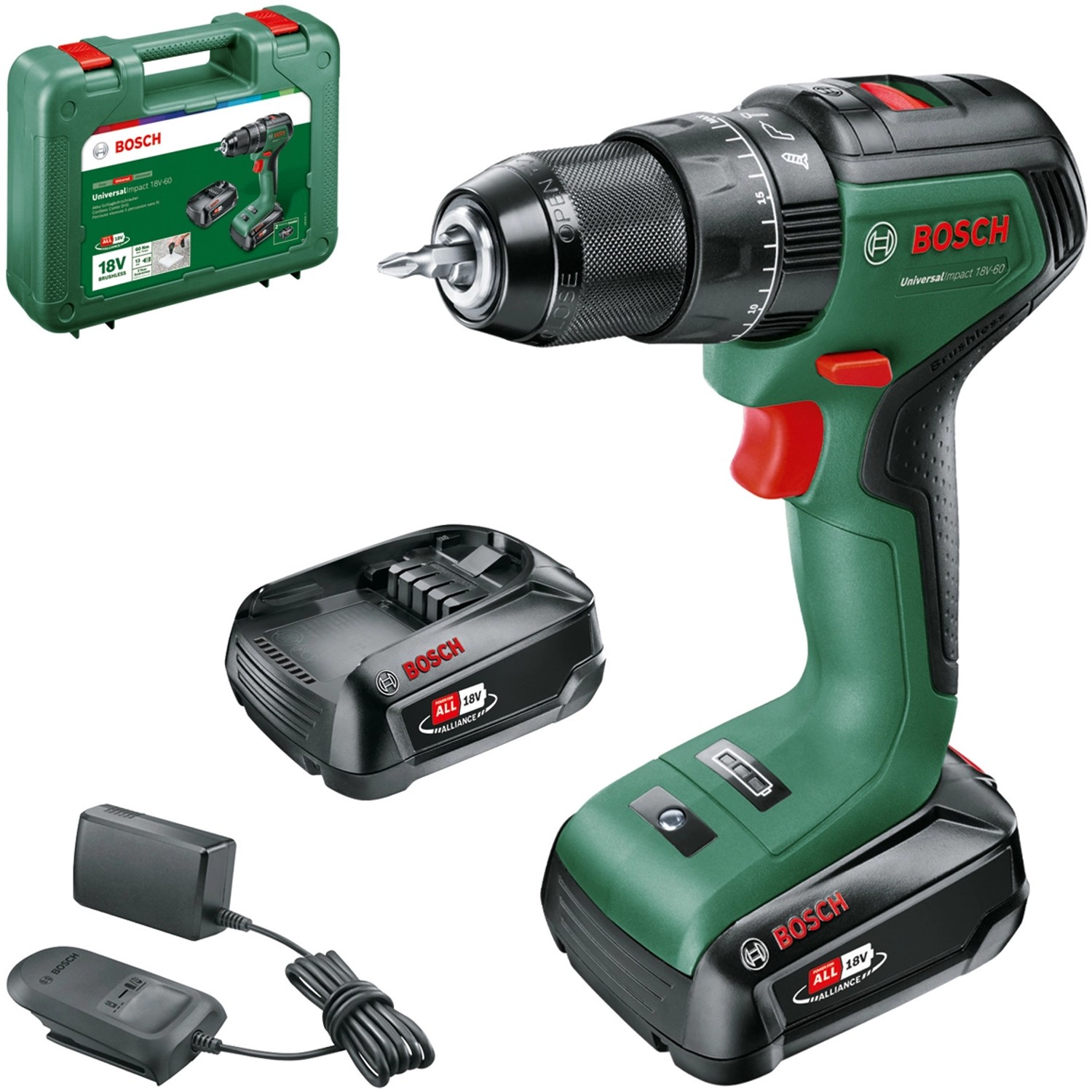 Bosch 18 V Akku-Schlagbohrschrauber UniversalImpact 18V-60 inkl. 2 x Akku 2 Ah Bosch 18 V Akku-Schlagbohrschrauber UniversalImpact 18V-60 inkl. 2 x Akku 2 Ah von Bosch