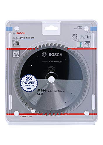 Bosch 1x PRO Aluminium Kreissägeblatt für Akku-Kapp‑ und Gehrungssägen (für Aluminium, Nichteisenmetalle, Ø mm, Professional Zubehör Kapp- und Gehrungskreissäge) von Bosch