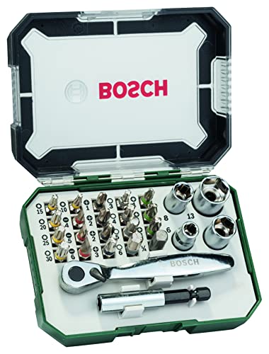 Bosch Professional 26tlg. Schrauberbit- und Ratschen-Set (Extra harte Qualität, Zubehör Bohrschrauber und Schraubendreher), 2607017322, farbe, size von Bosch Professional