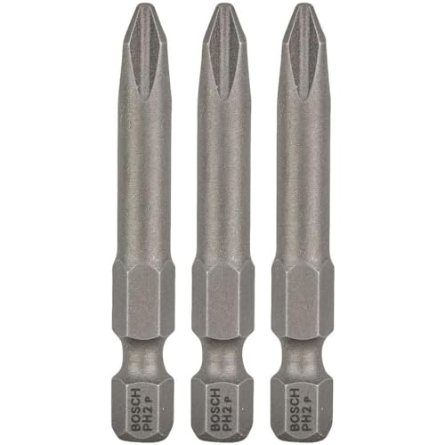 Bosch Professional Bit Extra-Hart für Phillips-Kreuzschlitzschrauben (PH2, Länge: 49 mm, 3 Stück), 2607001528, Cranberry von Bosch Professional