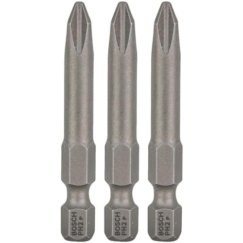 Bosch Professional Bit Extra-Hart für Phillips-Kreuzschlitzschrauben (PH2, Länge: 49 mm, 3 Stück), 2607001528, Cranberry von Bosch