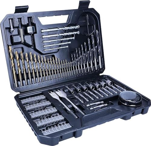 Bosch Accessories Bosch 103tlg. Titanium Bohrer- und Schrauberbit-Set (für Holz, Stein und Metall, inkl. Lochsägen und Flachfräsbohrer, Zubehör Bohrschrauber und Schraubendreher) von Bosch Accessories