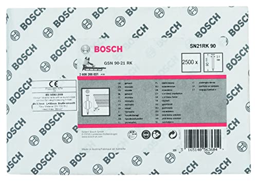 Bosch Professional 4000x Rundkopf-Streifennägel 21° SN21RK 90 (3.1 mm, 90 mm, gehartzt, blank, glatt, Zubehör für Nagelpistolen, Druckluftnagler) von Bosch Accessories