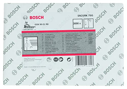 Bosch Professional 4000x Rundkopf-Streifennägel 21° SN21RK 75G (2.8 mm, 75 mm, gehartzt, verzinkt, glatt, Zubehör für Nagelpistolen, Druckluftnagler) von Bosch Accessories