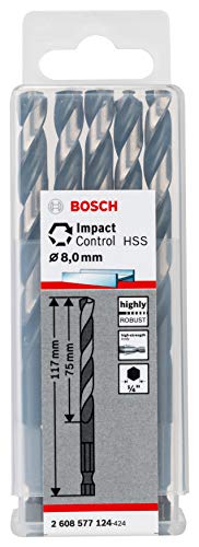 Bosch Accessories Bosch Professional Impact Control HSS Spiralbohrer (für Metall, 8 x 75 x 117 mm, Zubehör Schlagbohrmaschine) von Bosch Accessories