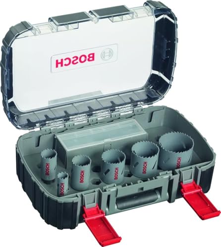 Bosch Accessories Bosch Professional 11-teiliges HSS Bimetall Lochsägen Set (für Metall, Aluminium, rostfreiem Edelstahl, Kunststoffen und Holz, Ø 22–65 mm, Zubehör Bohrmaschine) von Bosch Accessories