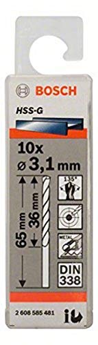 Bosch Accessories Bosch Professional 10x HSS-G Metallbohrer (für Metall, Ø 3,1 mm, Robust Line, Zubehör Bohrmaschine) von Bosch Accessories