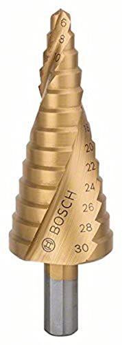Bosch Professional Stufenbohrer HSS-TiN mit 3-Flächen-Schaft (Ø 6-30 mm, 13 Stufen) von Bosch
