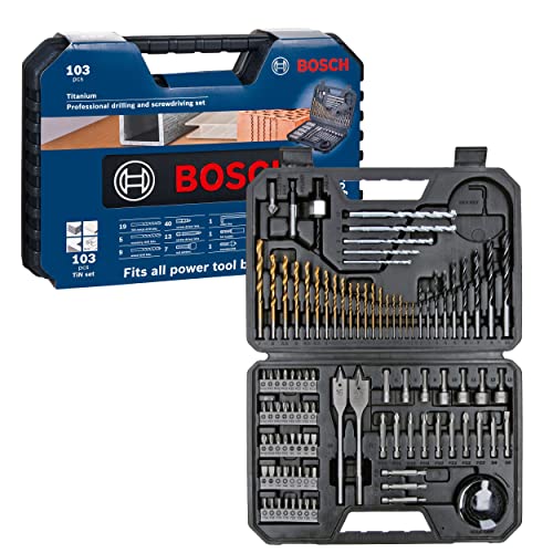 Bosch Accessories Professional 103tlg. Bohrer- und Bit Set Titanium Box (für Holz, Stein und Metall, Zubehör Bohr- und Schraubwerkzeuge) von Bosch Professional