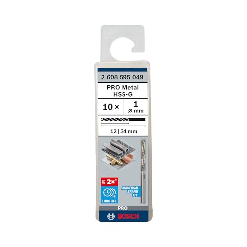 Bosch Professional Metallbohrer HSS-G geschliffen (10 Stück, Ø 1 mm), Durchmesser: 1/Gesamtlänge in mm: 34 Bosch Professional Metallbohrer HSS-G geschliffen (10 Stück, Ø 1 mm), Durchmesser: 1/Gesamtlänge in mm: 34 von Bosch Professional