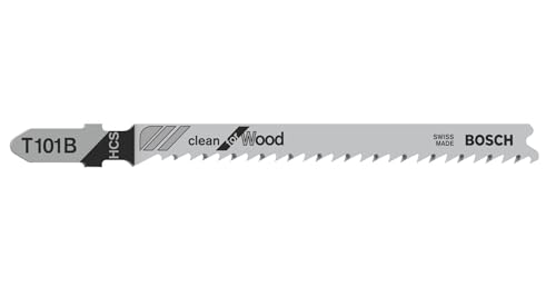 Bosch 3x Stichsägeblatt T 101 B Clean for Wood (für weiches Holz, gerader Schnitt, Professional Zubehör Stichsäge) von Bosch