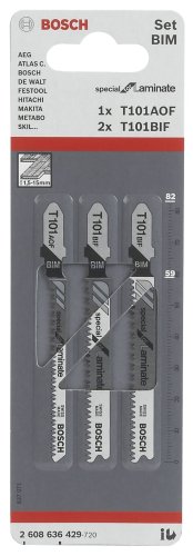 Bosch Professional 3 tlg. Stichsägeblatt-Set Special for Laminate (für Laminat, T191AOF, T101BIF, T-Schaft, gerader Schnitt, Zubehör Stichsäge) von Bosch Professional