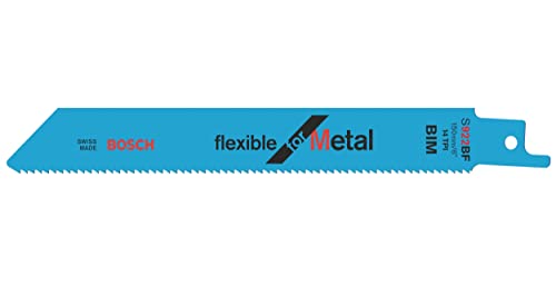 Bosch Professional 25 Stück Säbelsägeblatt S 922 BF Flexible for Metal (für Metall, 150 x 19 x 0,9 mm, Zubehör Säbelsäge) von Bosch Accessories