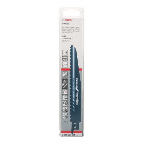 Bosch Professional 25 Stück Säbelsägeblatt S 930 CF Endurance for Heavy Metal (für Metall, 150 x 22 x 1,6 mm, Zubehör Säbelsäge) von Bosch Accessories