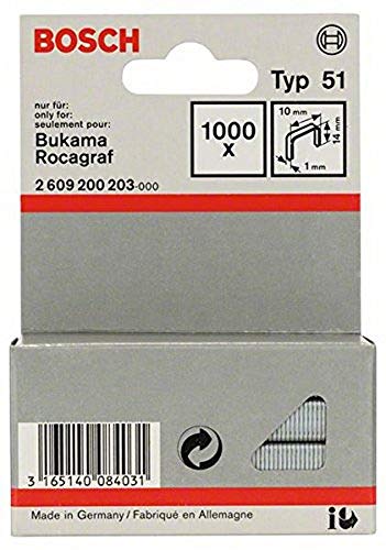Bosch Professional 1000x Flachdrahtklammer Typ 51 (Karton, Papier, Folien, 10 x 1 x 14 mm, Zubehör Tacker) von Bosch Accessories