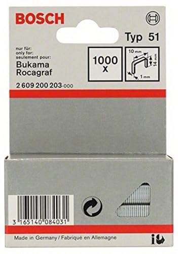 Bosch Professional 1000x Flachdrahtklammer Typ 51 (Karton, Papier, Folien, 10 x 1 x 14 mm, Zubehör Tacker) von Bosch Accessories