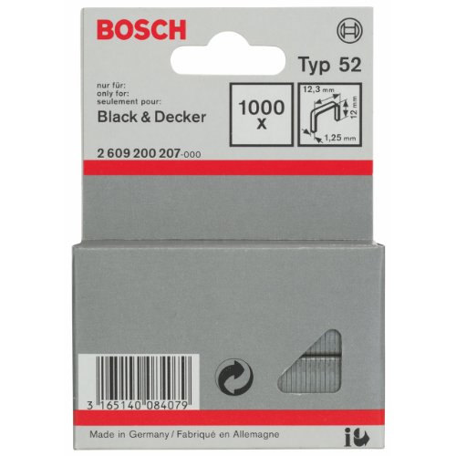 Bosch Professional 1000x Flachdrahtklammer Typ 52 (Karton, Papier, Folien, 12.3 x 1.25 x 12 mm, Zubehör Tacker) von Bosch Accessories