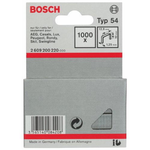 Bosch Professional 1000x Flachdrahtklammer Typ 54 (Karton, Papier, Folien, 12.9 x 1.25 x 10 mm, Zubehör Tacker) von Bosch Accessories